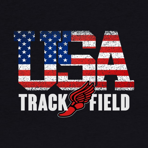 Vintage USA Track And Field Running Athletics American Flag by justiceberate